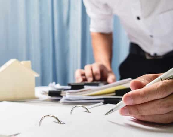 Man looking at accounting information