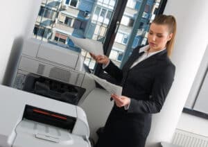 woman and office equipment