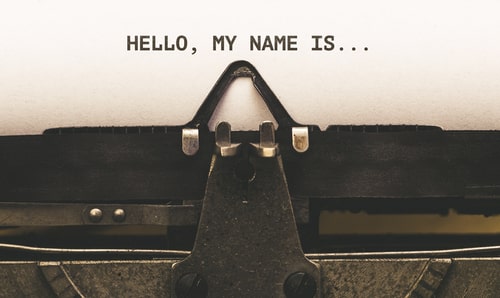 Hello, my Name is, Text on paper in Vintage type writer machine from 1920s closeup with paper